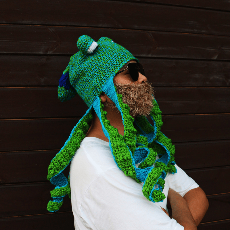 Octopus Hat Octopus Knitted Wool Hat plus Beard - MRSLM