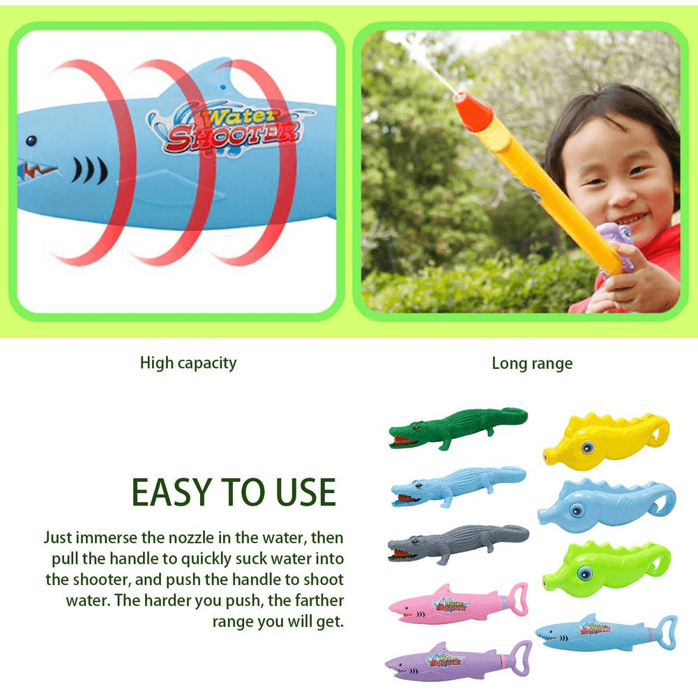 3PC Children'S Toy High-Pressure Drawing Cartoon Shark Beach Rafting Spray Gun - MRSLM