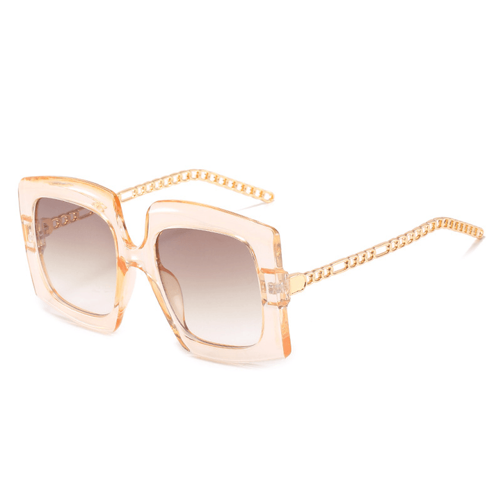 Fashion Women'S Metal Chain Cat-Eye Square-Frame Sunglasses - MRSLM