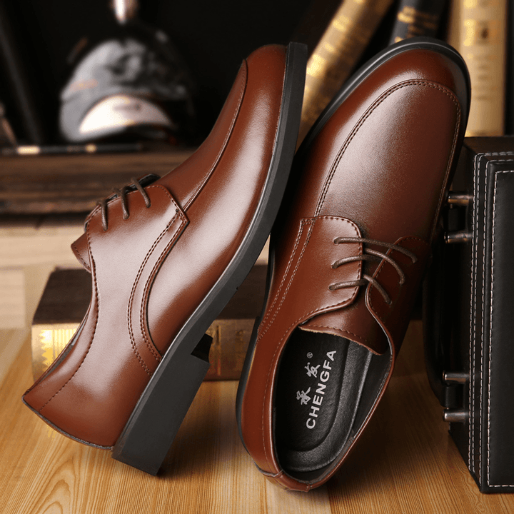 Men Cowhide Microfiber Breathable Soft Sole Comfy Business Casual Leather Shoes - MRSLM