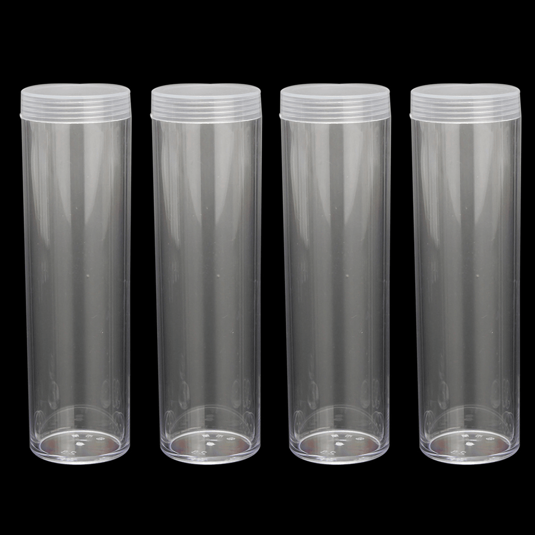 10Pcs/Set 25Mm round Clear Plastic Coin Tube Coin Holder Container for Quarter Dollar Storage Tube Screw - MRSLM