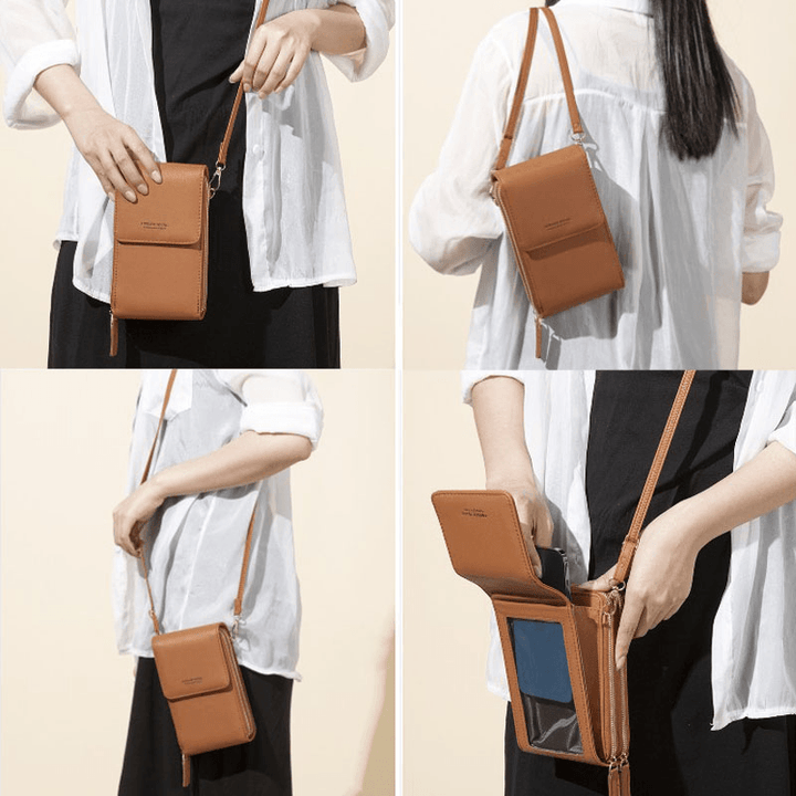 Women 6.5 Inch Touch Screen Bag RFID Clutch Bag Card Bag Large Capacity Multi-Pocket Crossbody Phone Bag - MRSLM