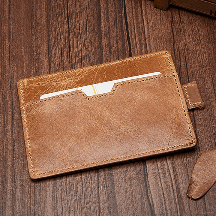 RFID Blocking anti Theft Men Genuine Leather Card Holder Retro Casual Document Wallet - MRSLM