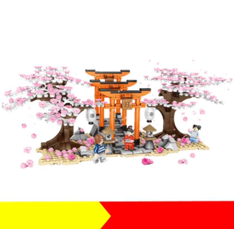 Building Blocks Sakura Series Japanese-Style Thousand Torii Model Creative Decoration Children'S Educational Assembling Toys - MRSLM