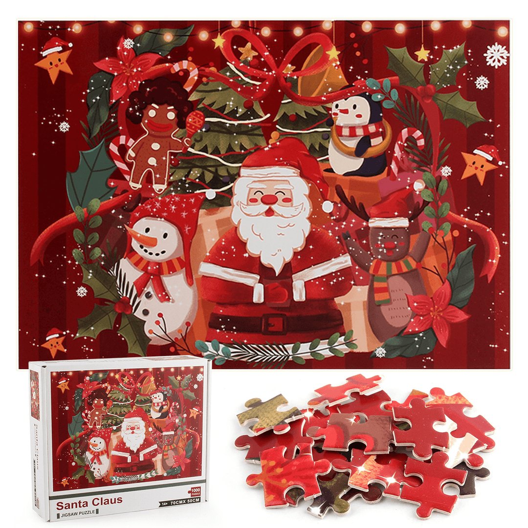 1000Pcs Christmas Santa Snowman Elk Jigsaw Puzzle Children Adult Jigsaw Toy for Child Christmas Gift - MRSLM