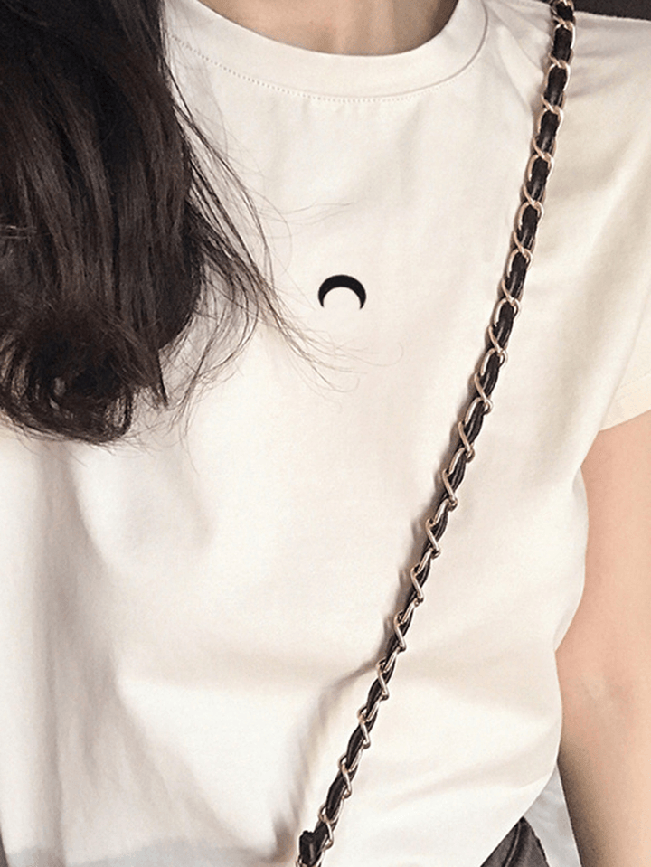 Short Sleeve O-Neck Crescent Casual T-Shirts for Women - MRSLM