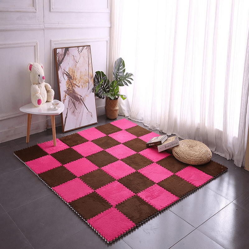 10 Pcs 30X30X1Cm Children EVA Suede Mats Stitching Carpet Floor Mat Comfortable Soft Anti-Skid Play Pad for Living Room Bedroom - MRSLM