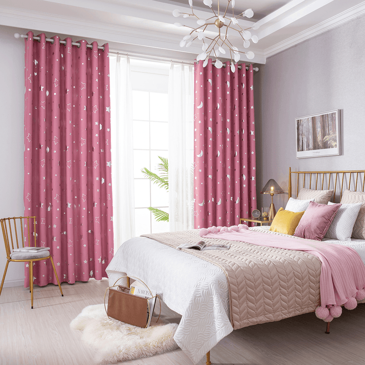 Polyester Window Curtains Moon Star Kids Child Bedroom Window Door Curtains for Living Room Home Decor - MRSLM