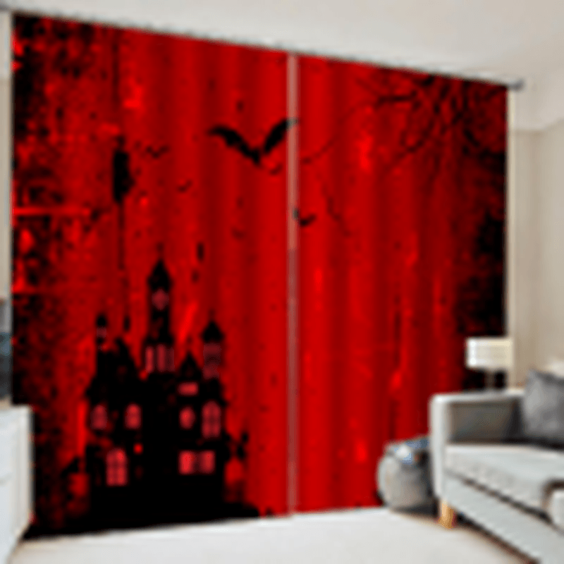 132*160Cm Blackout Window Curtains Halloween Printed Curtains for Living Room Festival Decoration - MRSLM