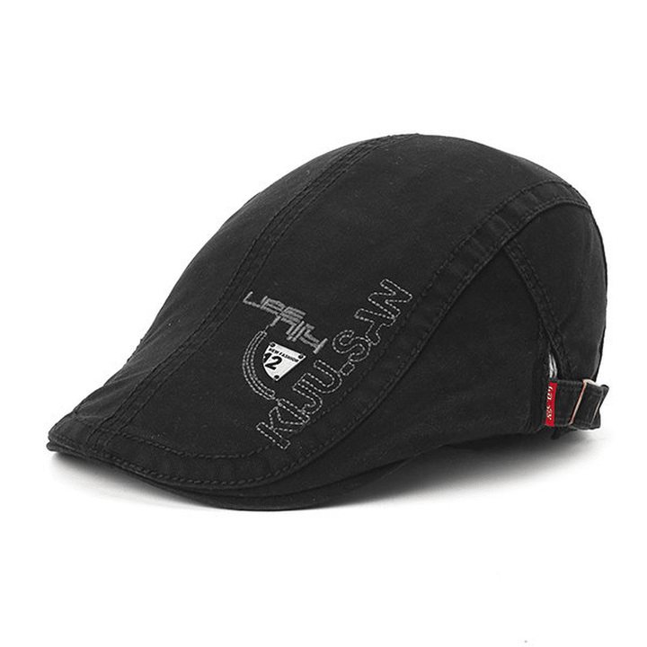 Mens Vintage Embroidery Letter Cotton Sunshade Beret Caps - MRSLM