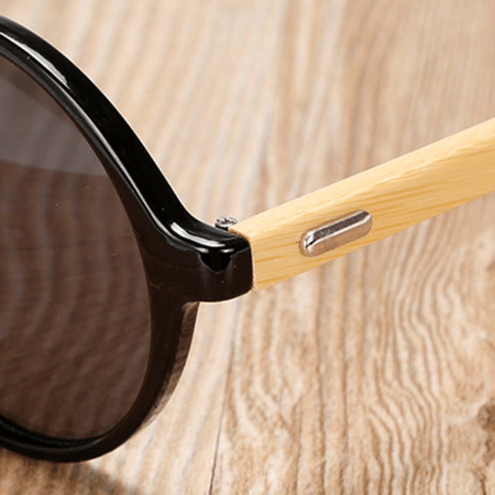 Unisex Vintage Retro round UV400 Sun Glassess Handmade Bamboo Leg Shades Eyewear Glasses - MRSLM