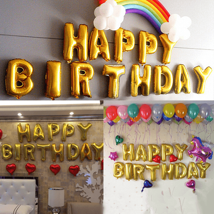 16 Inch Golden Foil Alphabet Balloons Letters Happy Birthday Party Decor - MRSLM