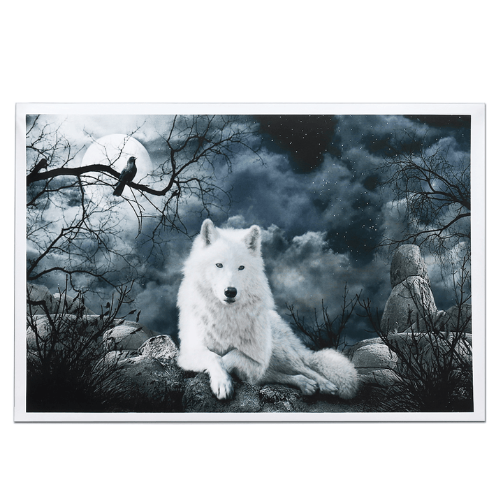 White Wolf Stone Canvas Wall Paintings Frameless Pictures Art Home Decor - MRSLM