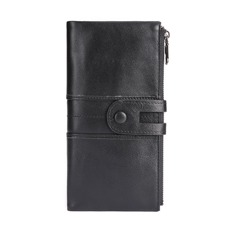 Women Genuine Leather RFID Antimagnetic Long Phone Wallet Card Holder Phone Bag - MRSLM