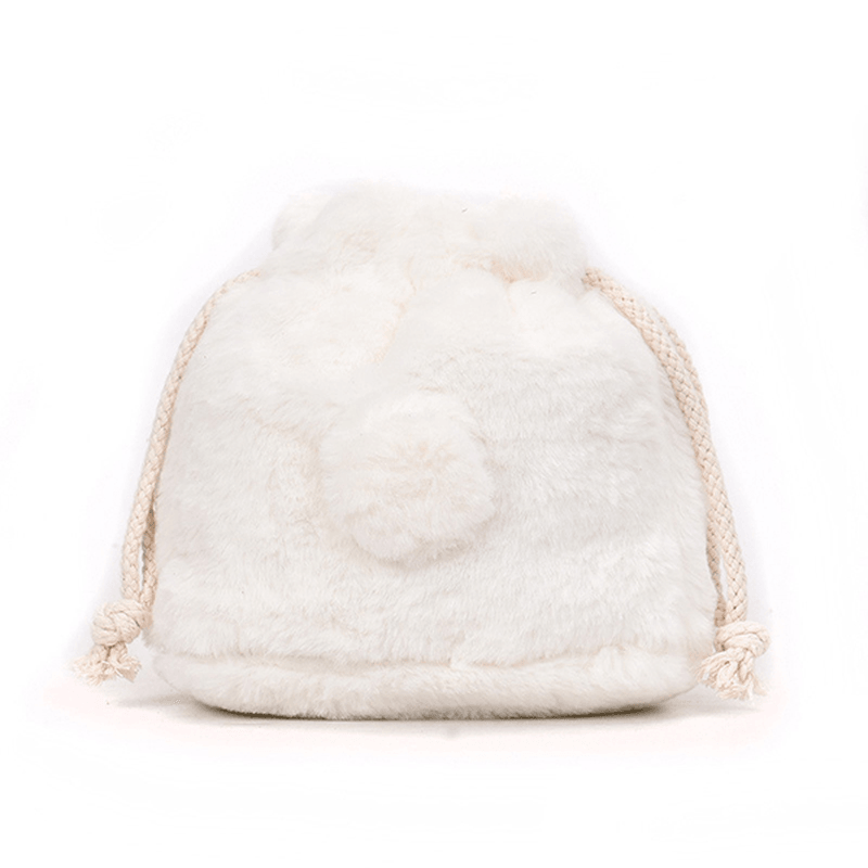 Cute Plush String Bucket Bag Shoulder Bag Crossbody Bag - MRSLM