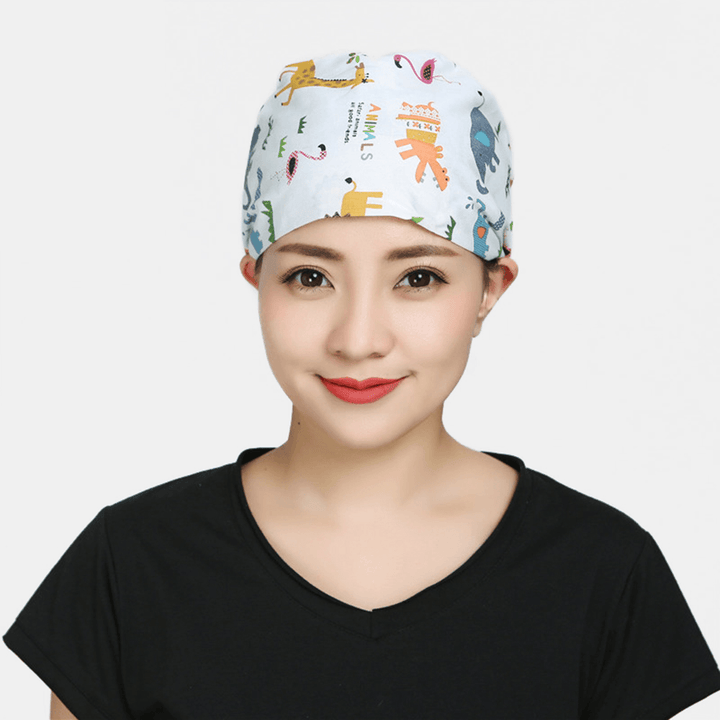 Surgical Cap Scrub Caps Dustproof Cotton Printed Beautician Hat - MRSLM