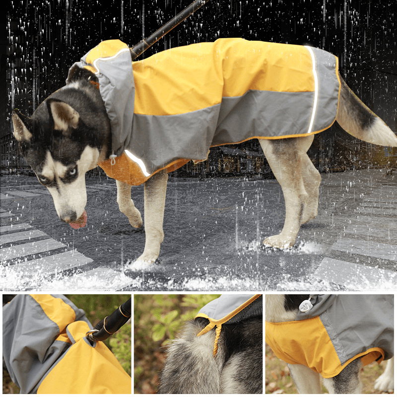 Pet Big Dog Raincoat Waterproof Clothes for Small Large Dogs Jumpsuit Rain Coat Hooded Overalls Cloak Labrador - MRSLM
