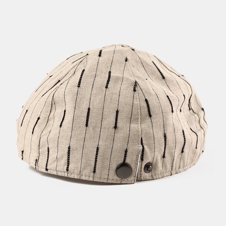 Unisex Striped Beret Cap Cotton Adjustable Casual Forward Hat Octagonal Hat - MRSLM