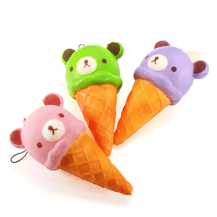 Squishy Ice Cream Bear Soft Slow Rising Collection Gift Decor Squish Squeeze Toy - MRSLM