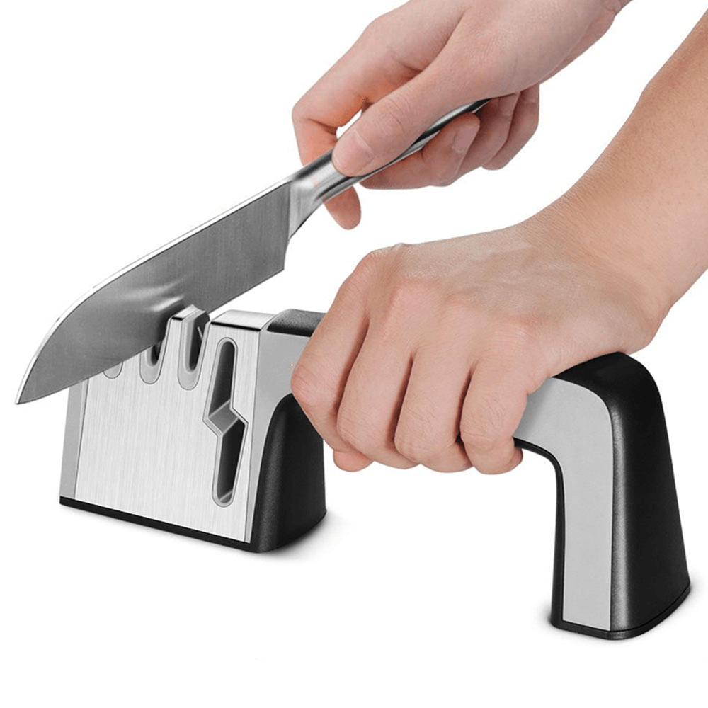 MYVIT Knife Sharpener 4 in 1 Diamond Coated & Fine Ceramic Rod Shears and Scissors Knife Sharpening Sharpen Stone - MRSLM