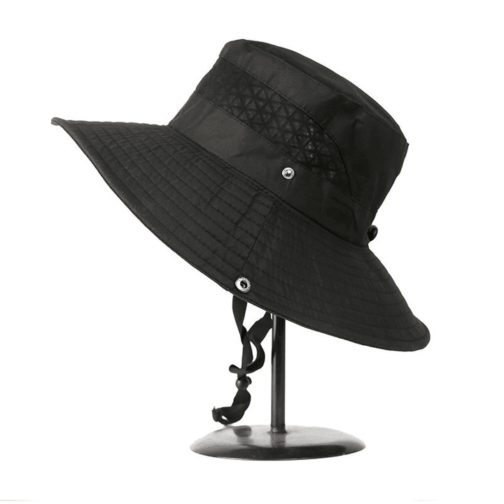 Solid Color Men'S Sun Outdoor Fishing Hat Wide Eaves Uv Proof Beach Women'S Bucket Hat - MRSLM