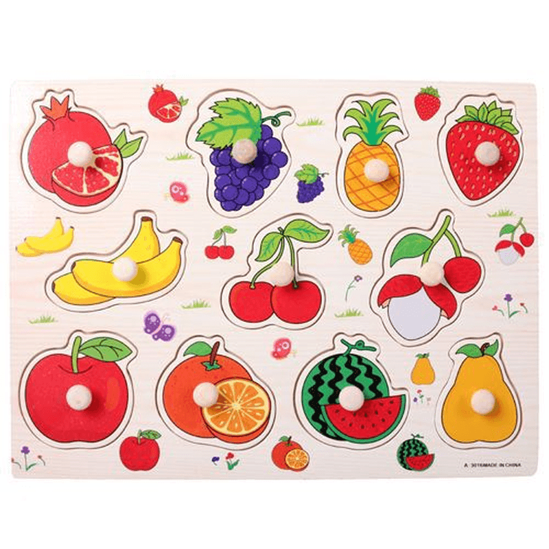 Early Childhood Educational Cognitive Animal Fruit Jigsaw Grab Board - MRSLM