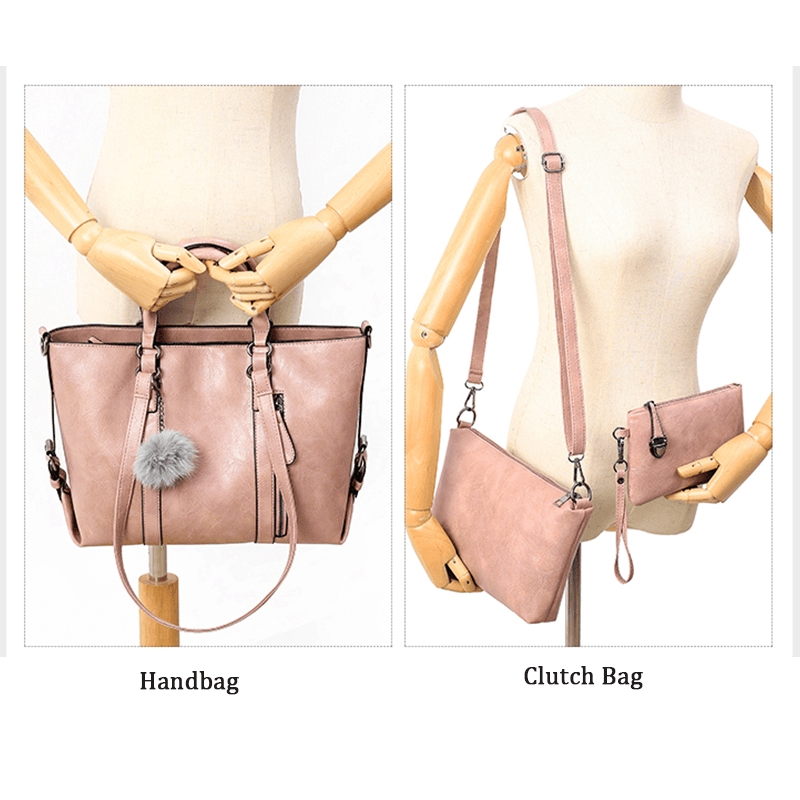 4 PCS Women Casual Minimalist Handbag Shoulder Bag - MRSLM