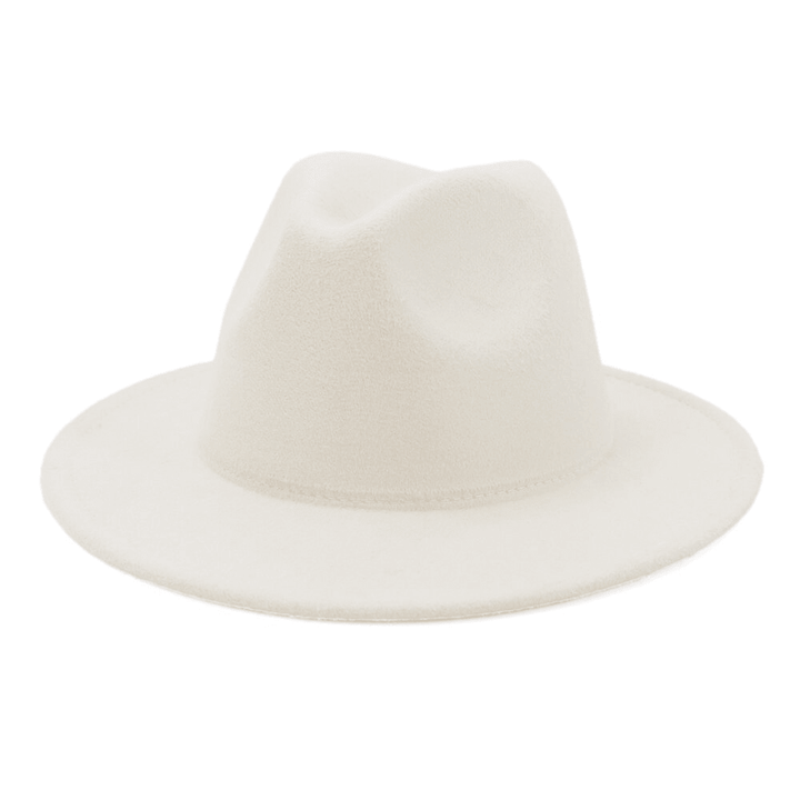 GEMVIE All-Match Wide Brim Fedora Hat for Women Solid Color Wool Felt Hat for Men Autumn Winter Panama Gamble Yellow Jazz Cap - MRSLM