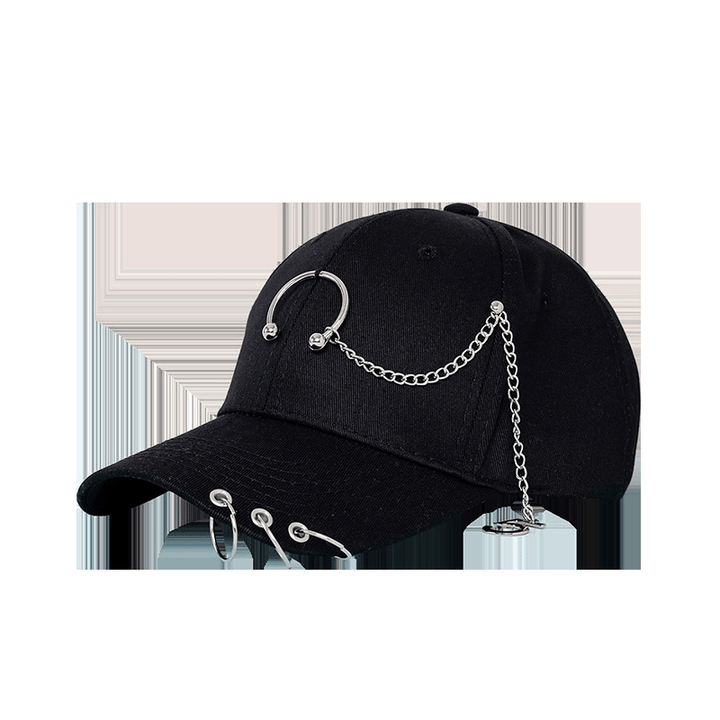 Wide-Brimmed Baseball Hat with Chain Hoop - MRSLM