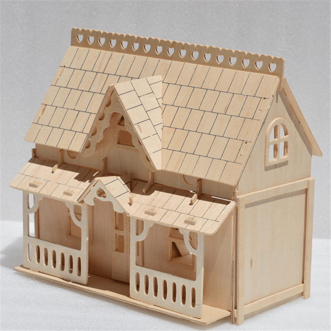 DIY Wooden Blocks Assembly Doll House Model Toys for Kids Gift - MRSLM