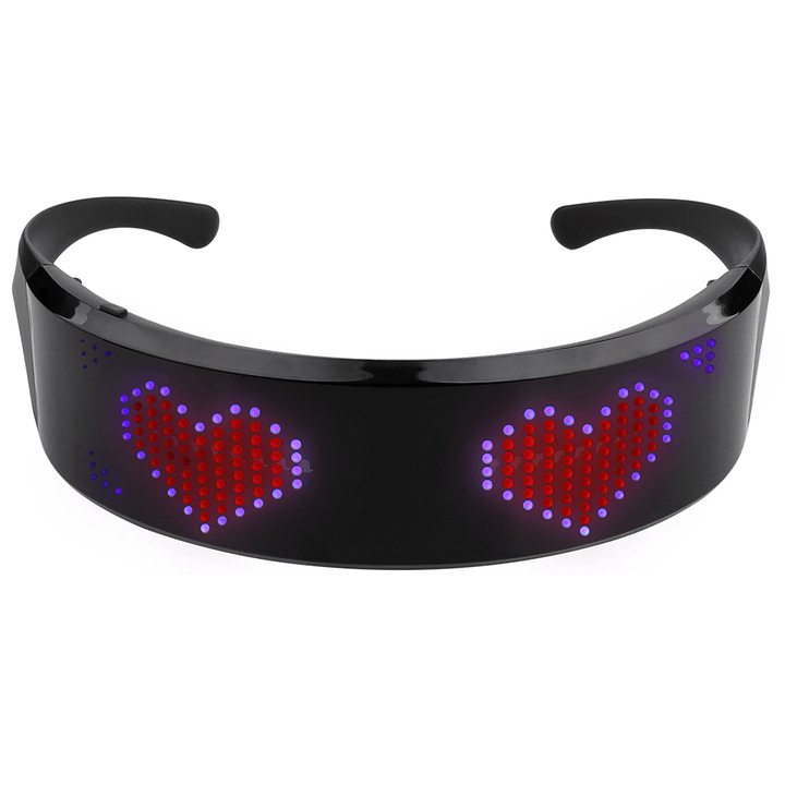 APP Contro LED Shinning Glasses USB Rechargeable Full Color Wireless Music Dynamic Patterns Unisex Glowing Luminous Glasses for Party Bars - MRSLM