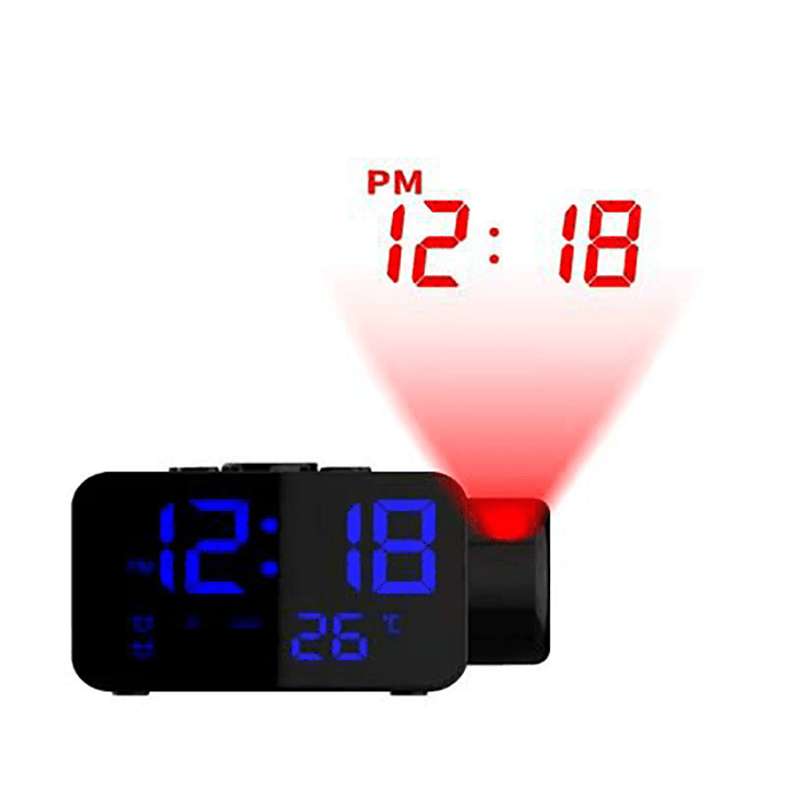 Multifunctional Projection Radio Alarm Clock USB Rechargeable LED Projection 180 Degree Rotating High Sound Quality Radio Alarm Clock - MRSLM