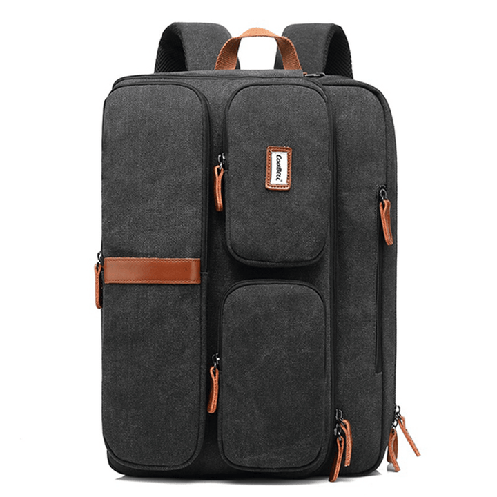 Men Multifunctional Laptop Backpack Crossbody Bag - MRSLM