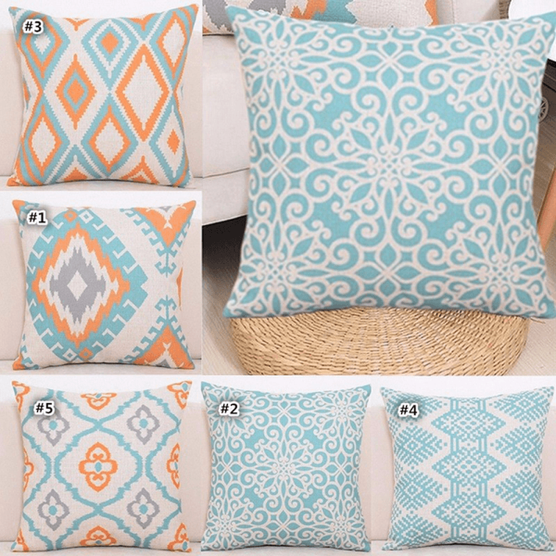 45X45Cm Square Linen Pillow Cases Nordico Geometric Pattern Chair Cushion Home Office Decor - MRSLM