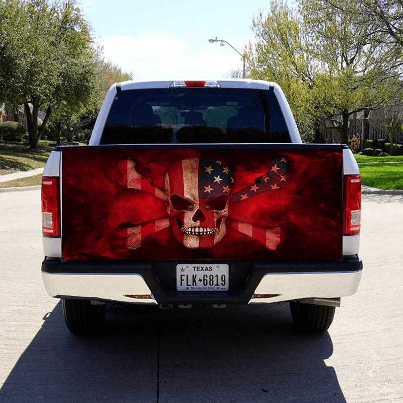 American Flag Smoke Skull Truck Rear Indoor Decoration Car Truck Rear Window Graphic Decal Sticker - MRSLM