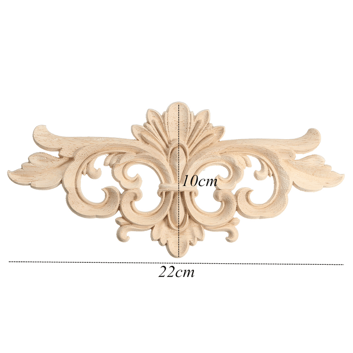 Wood Carving Applique Unpainted Flower Applique Wood Carving Decal for Furniture Cabinet 22X10Cm - MRSLM