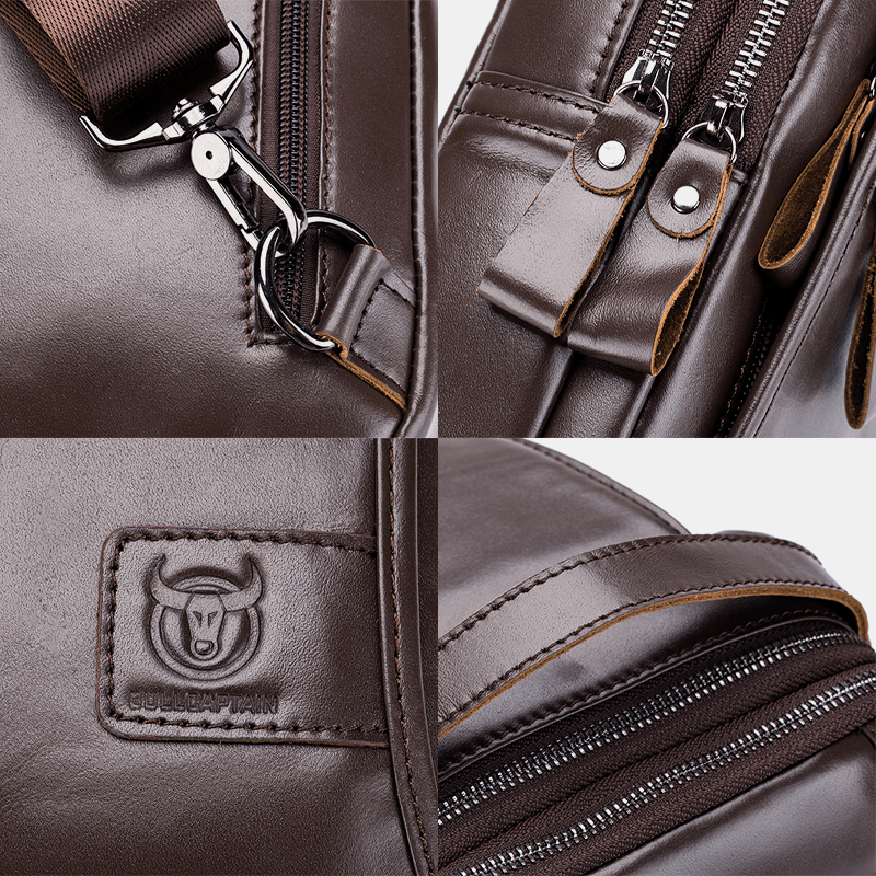 Bullcaptain Vintage Genuine Leather Chest Bag Crossbody Bag Shoulder Bag - MRSLM