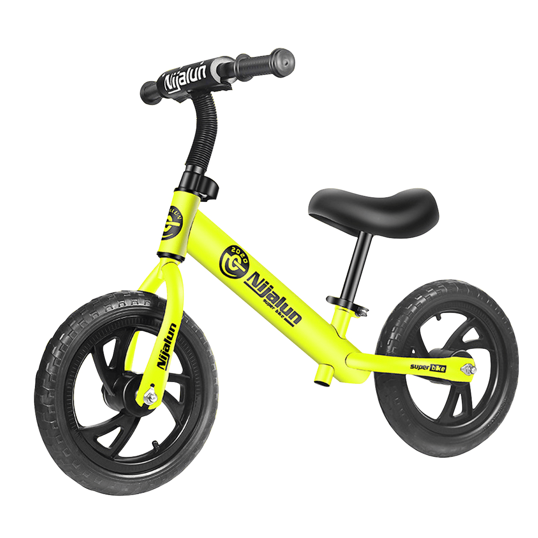 NJIALUN 12'' Adjustable Kid Balance No-Pedal Childrens Toddler Beginner Rider Training Bike for 2-6 Years Old Christmas Gift - MRSLM