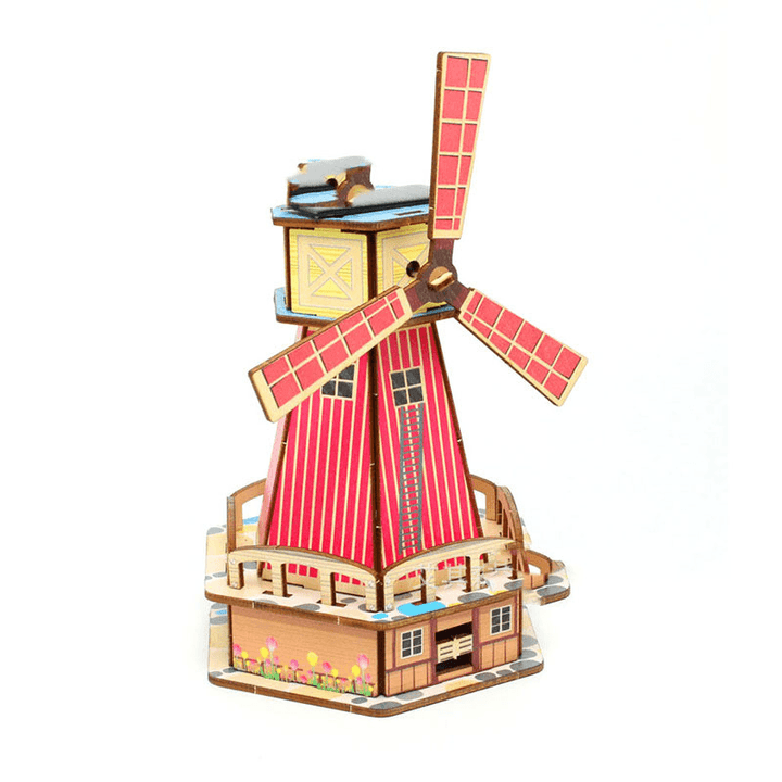 Solar-Powered Dutch Windmill Rotating Children'S Science Toy Model - MRSLM