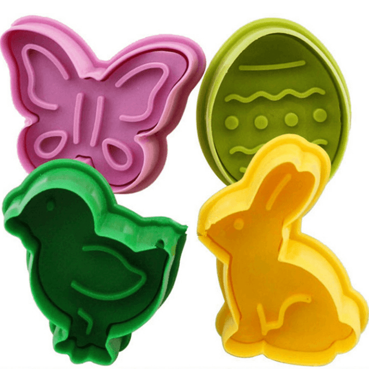 4 Pieces Animal Shape Easter Cookie Cake Decoration Mold Pastry Cookies Moulding Baking Mold Fondant Sugar Craft Mold - MRSLM