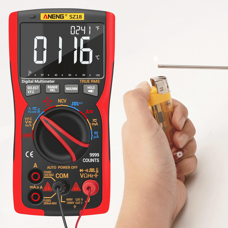 ANENG SZ18 9999 Counts Professional True RMS Digital Multimeter Analog Tester Multimetro DIY Square Wave Output Transistor Capacitor NCV Testers - MRSLM