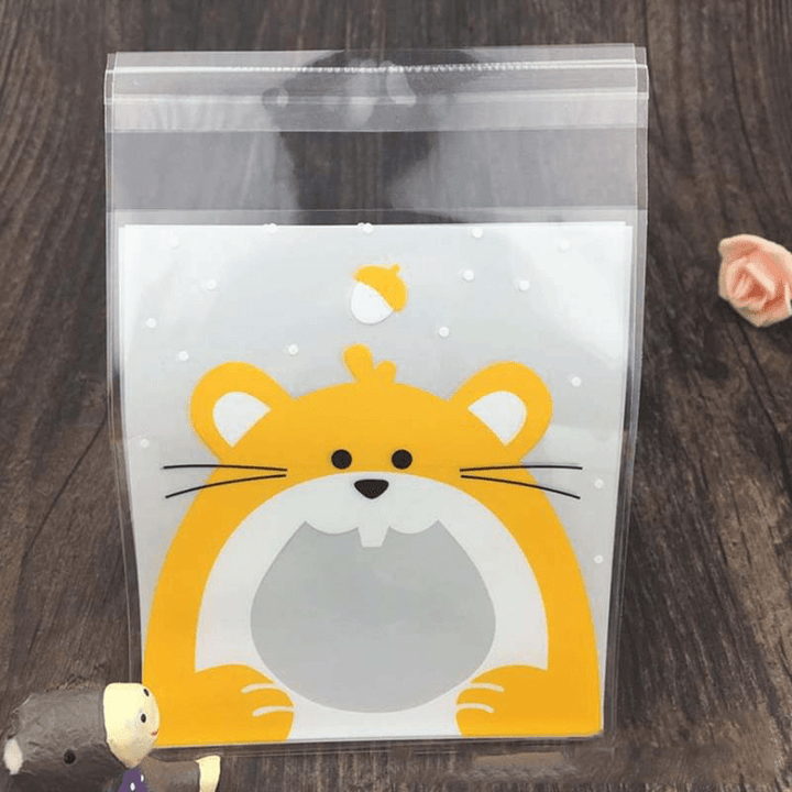 10*10 100Pcs/Lot Creative Cookie Bag Cute Cartoon Candy Baking Plastic Ziplock Packing - MRSLM