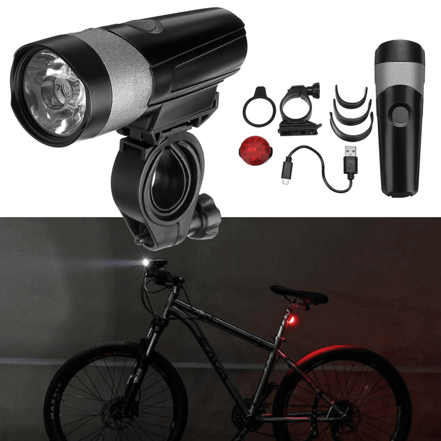 Wheel up 600LM Bicycle Light Set Cycling Bike Light Tail Light Set USB Rechargeable IPX4 Waterproof - MRSLM