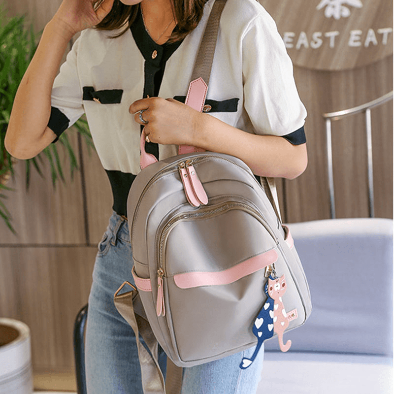 Women Oxford Waterproof Cartoon Multi-Carry Patchwork Casual Backpack - MRSLM