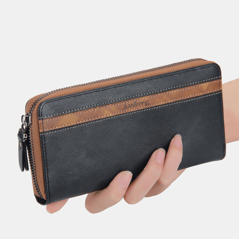 Unisex Faux Leather Multifunction Zipper 6.3 Inch Phone Bag Clutch Wallet Multi-Slot Card Holder Wallet - MRSLM