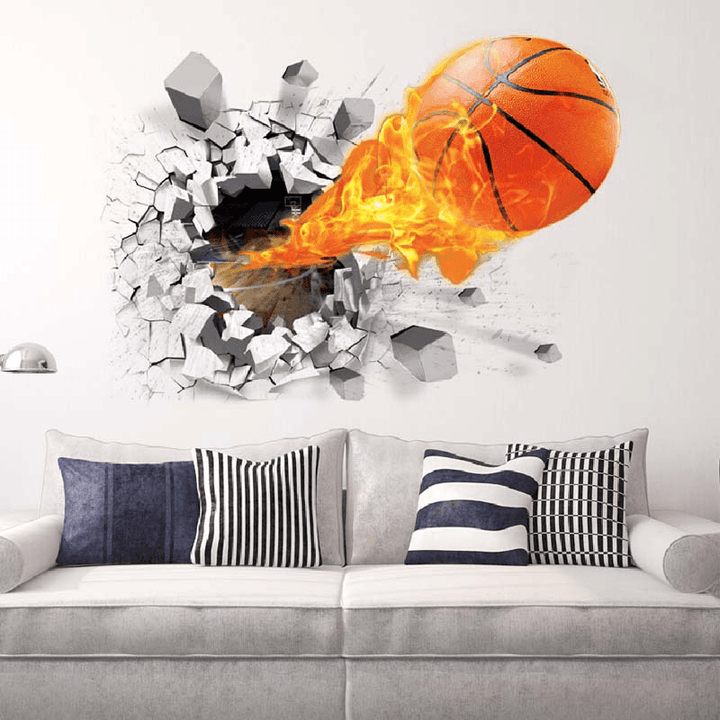 Fashion 3D Basketball Wall Sticker Green Poster Art Stickers Kids Rooms Home Decoration Accessories Decor Removable Waterproof Home Wall DIY Decor Basketball Wall Sticker - MRSLM