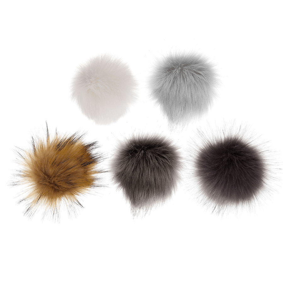 10Pcs 12Cm DIY Ball Faux Fox Fur Fluff Balls Cool Colors DIY Knitted Hat Accessories - MRSLM