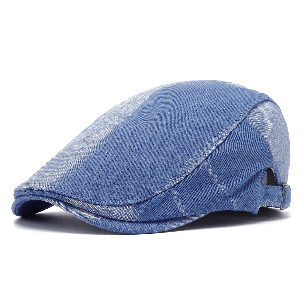 Unisex Denim Short Brim Distressed Blue Sunshade Peaked Cap - MRSLM