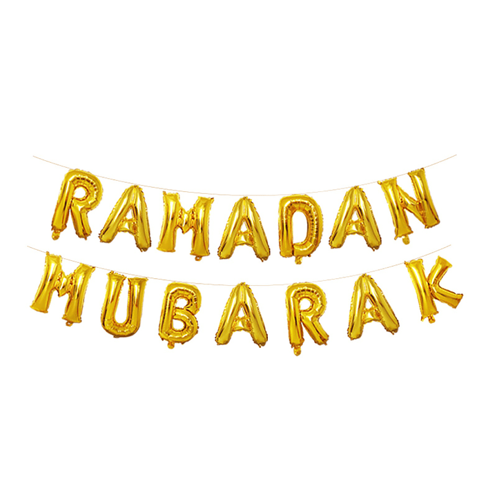 Eid Ramadan Mubarak Letter Pentagram Moon Party Foil Balloon Decoration Set - MRSLM