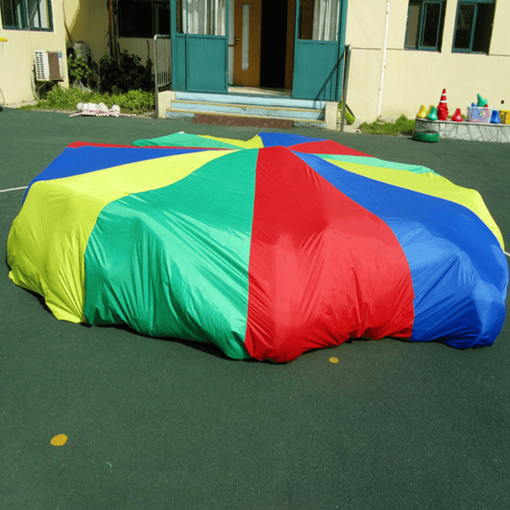 20Ft/6M Kids Play Rainbow Parachute Outdoor Game Park Flyer Development Exercise - MRSLM